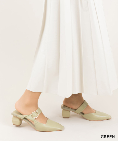 RANDA(ランダ)の「ソフト ねじりストラップスクエアカットミュール(パンプス・レディース・イエロー/グリーン/クリーム・M/L/LL/S)」の4枚目の写真