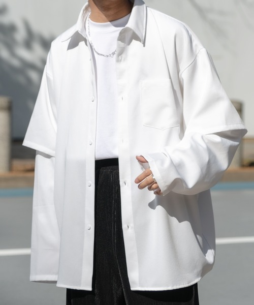 Adoon plain（アドーンプレーン）の「【Adoon plain】スリーブレイヤードシャツ（シャツ/ブラウス・メンズ・ホワイト/ブラック/グレイッシュブルー・MEDIUM/LARGE）」の18枚目の写真