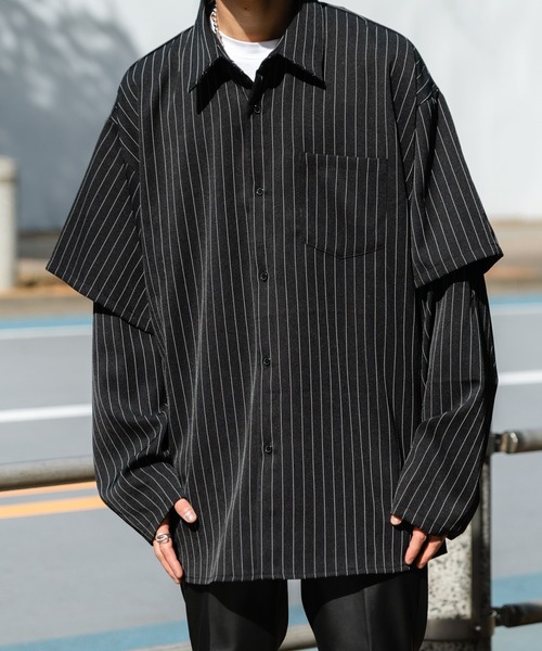 Adoon plain（アドーンプレーン）の「【Adoon plain】スリーブレイヤードシャツ（シャツ/ブラウス・メンズ・ホワイト/ブラック/グレイッシュブルー・MEDIUM/LARGE）」の20枚目の写真