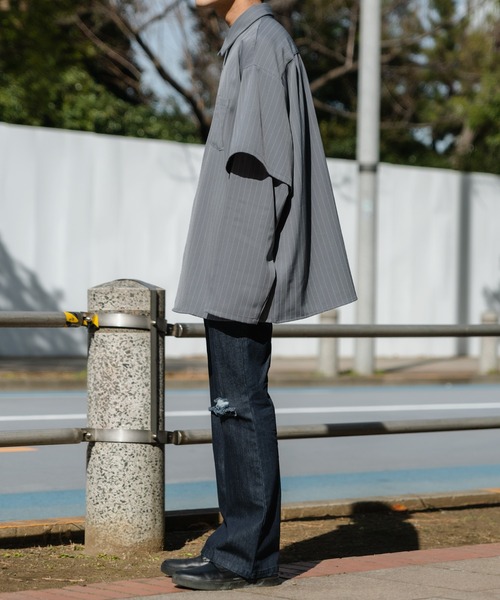 Adoon plain（アドーンプレーン）の「【Adoon plain】スリーブレイヤードシャツ（シャツ/ブラウス・メンズ・ホワイト/ブラック/グレイッシュブルー・MEDIUM/LARGE）」の13枚目の写真