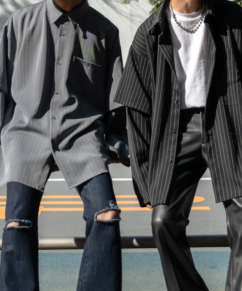 Adoon plain（アドーンプレーン）の「【Adoon plain】スリーブレイヤードシャツ（シャツ/ブラウス・メンズ・ホワイト/ブラック/グレイッシュブルー・MEDIUM/LARGE）」の17枚目の写真