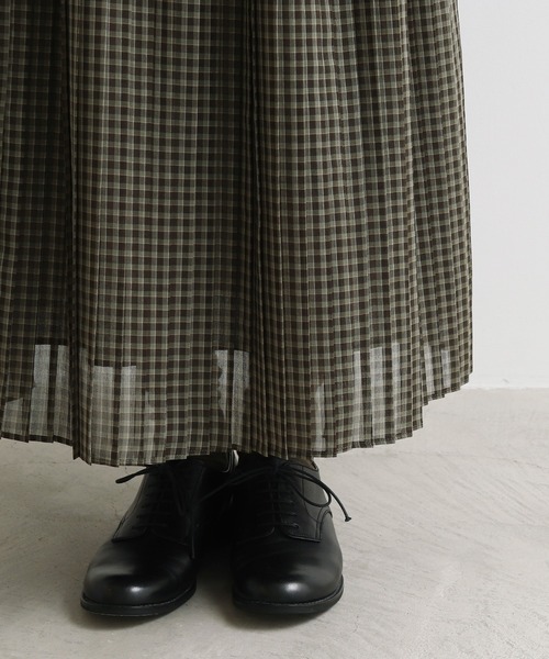 yuni（ユニ ）の「交織ローン チェックプリーツスカート（スカート