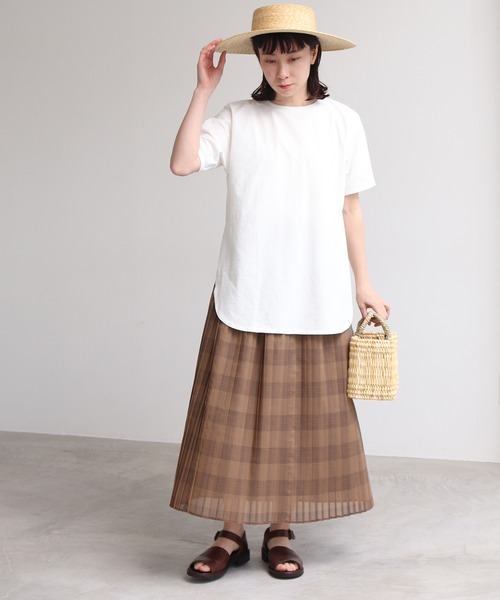 yuni（ユニ ）の「交織ローン チェックプリーツスカート（スカート