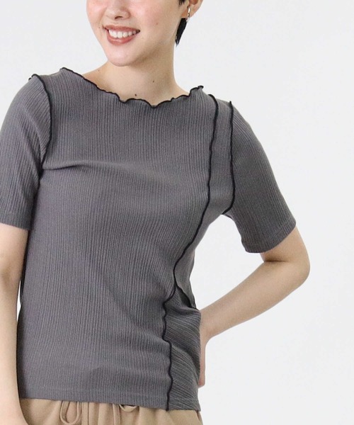 HONEYSUCKLE ROSE（ハニーサックルローズ）の「【HONEYSUCKLE ROSE】メローＴシャツ（Tシャツ/カットソー・レディース・イエロー/ベージュ/ダークグレー・L/M）」の2枚目の写真