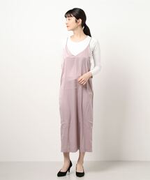 サテンバックスリットキャミワンピース