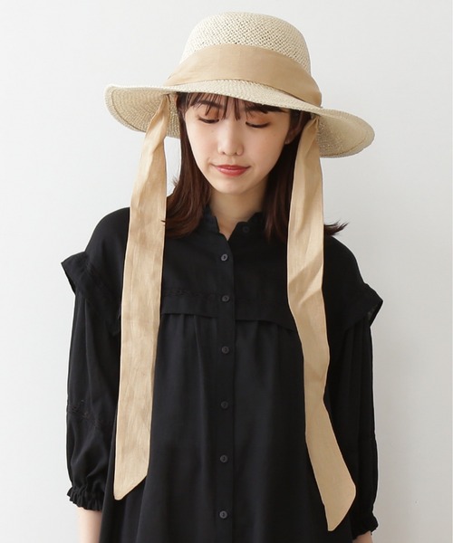 FREE'S MART（フリーズマート）の「リボンつきハット（ハット・レディース・ベージュ/ブラウン・ﾌﾘ-）」の2枚目の写真