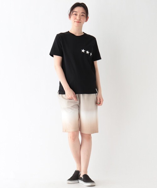 BASECONTROL（ベースコントロール）の「◆吸水速乾 胸ポケットスターラインプリント Tシャツ（Tシャツ/カットソー・レディース・アイボリー/ブラック/ネイビー・01/02/03）」の5枚目の写真