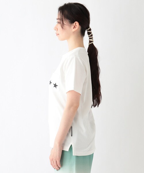 BASECONTROL（ベースコントロール）の「◆吸水速乾 胸ポケットスターラインプリント Tシャツ（Tシャツ/カットソー・レディース・アイボリー/ブラック/ネイビー・01/02/03）」の7枚目の写真