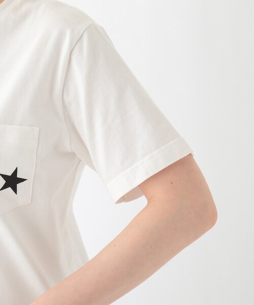 BASECONTROL（ベースコントロール）の「◆吸水速乾 胸ポケットスターラインプリント Tシャツ（Tシャツ/カットソー・レディース・アイボリー/ブラック/ネイビー・01/02/03）」の10枚目の写真