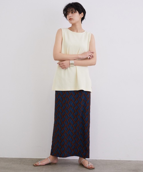 MADEMOISELLE ROPE'(マドモアゼル ロペ)の「バックオープンバティックスカート(スカート・レディース・ダークブラウン/ベージュ・38)」の14枚目の写真