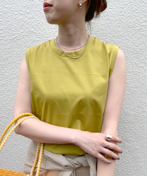 SHENERY（シーナリー）の「ノースリーブシルケットカットソー（Tシャツ/カットソー・レディース・オフホワイト/ピンク/ブルー/グレー系その他/レッド系その他/グリーン系その他/オレンジ・FREE）」の3枚目の写真