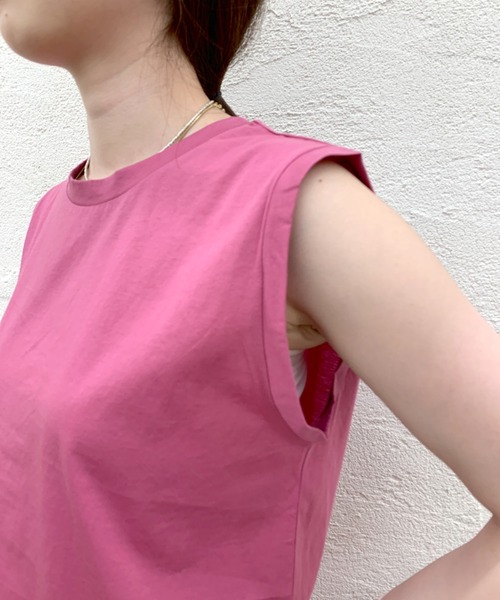 SHENERY（シーナリー）の「ノースリーブシルケットカットソー（Tシャツ/カットソー・レディース・オフホワイト/ピンク/ブルー/グレー系その他/レッド系その他/グリーン系その他/オレンジ・FREE）」の9枚目の写真