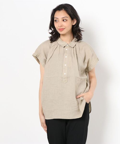 D.M.G.（ドミンゴ）の「D.M.G / ディーエムジー　S/Sレギュラーカラーシャツ（シャツ/ブラウス・レディース・ライトグリーン/ベージュ/チャコール・2）」の7枚目の写真