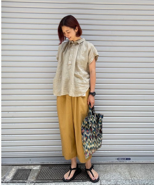 D.M.G.（ドミンゴ）の「D.M.G / ディーエムジー　S/Sレギュラーカラーシャツ（シャツ/ブラウス・レディース・ライトグリーン/ベージュ/チャコール・2）」の6枚目の写真