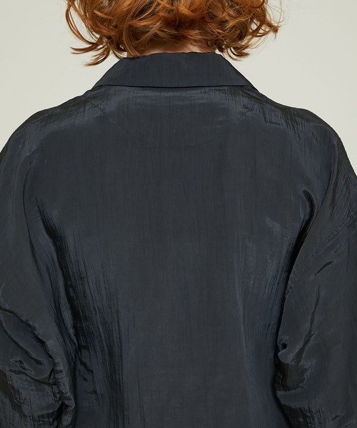 08sircus(ゼロエイトサーカス)の「【08sircus(ゼロハチサーカス)】シャイニータフェッタオープンカラーシャツ FS21SM-SH05(シャツ/ブラウス・レディース・ブラック/ピンク・3)」の10枚目の写真