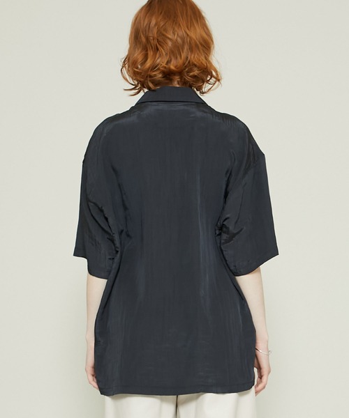 08sircus(ゼロエイトサーカス)の「【08sircus(ゼロハチサーカス)】シャイニータフェッタオープンカラーシャツ FS21SM-SH05(シャツ/ブラウス・レディース・ブラック/ピンク・3)」の19枚目の写真