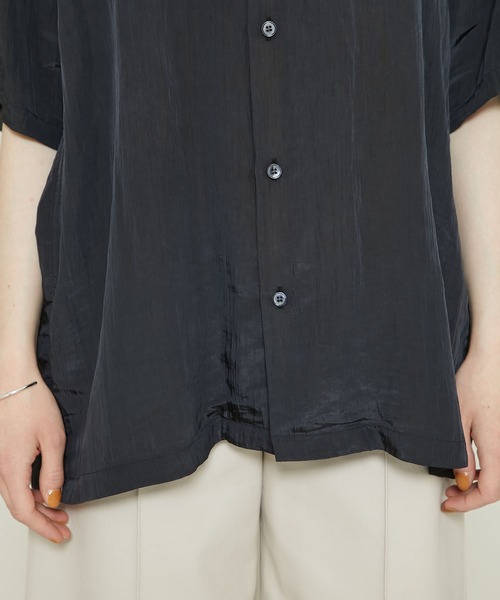 08sircus(ゼロエイトサーカス)の「【08sircus(ゼロハチサーカス)】シャイニータフェッタオープンカラーシャツ FS21SM-SH05(シャツ/ブラウス・レディース・ブラック/ピンク・3)」の17枚目の写真