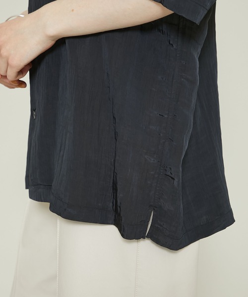 08sircus(ゼロエイトサーカス)の「【08sircus(ゼロハチサーカス)】シャイニータフェッタオープンカラーシャツ FS21SM-SH05(シャツ/ブラウス・レディース・ブラック/ピンク・3)」の12枚目の写真