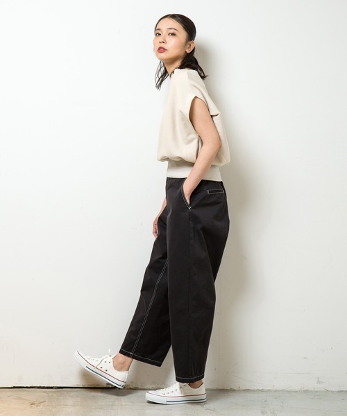 SETTO（セット）の「WIDE TROUSERS：ワイドトラウザー（チノパンツ・メンズ・ブラック・32inch/34inch/26inch/30 inch）」の2枚目の写真