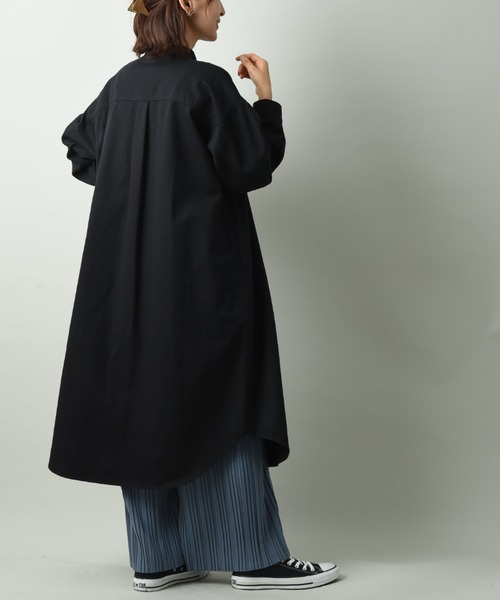 INTERPLANET（インタープラネット）の「バンドカラーデニムシャツワンピース（シャツワンピース・レディース・ブラック/ブルー・FREE）」の14枚目の写真