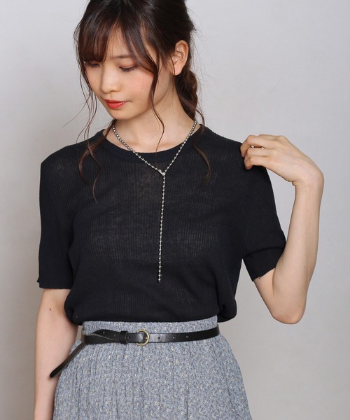 Crisp yours（クリスプユアーズ）の「【WEB限定】ショートスリーブサマーニット（ニット/セーター・レディース・ネイビー/イエロー/グリーン/アイボリー・FREE）」の3枚目の写真