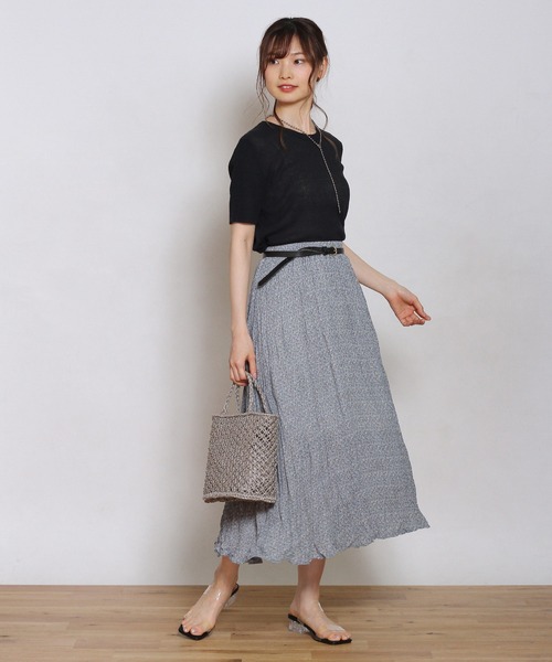 Crisp yours（クリスプユアーズ）の「【WEB限定】ショートスリーブサマーニット（ニット/セーター・レディース・ネイビー/イエロー/グリーン/アイボリー・FREE）」の12枚目の写真