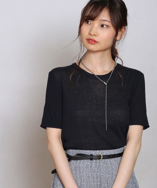 Crisp yours（クリスプユアーズ）の「【WEB限定】ショートスリーブサマーニット（ニット/セーター・レディース・ネイビー/イエロー/グリーン/アイボリー・FREE）」の14枚目の写真