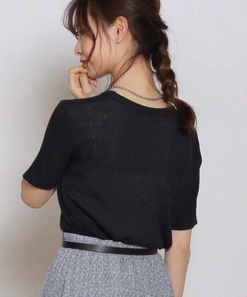 Crisp yours（クリスプユアーズ）の「【WEB限定】ショートスリーブサマーニット（ニット/セーター・レディース・ネイビー/イエロー/グリーン/アイボリー・FREE）」の15枚目の写真