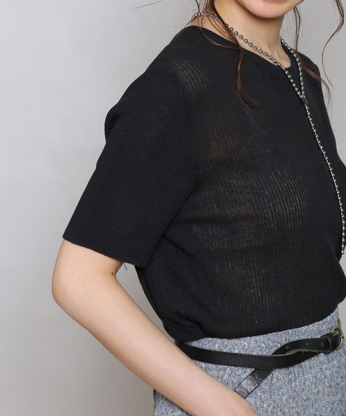 Crisp yours（クリスプユアーズ）の「【WEB限定】ショートスリーブサマーニット（ニット/セーター・レディース・ネイビー/イエロー/グリーン/アイボリー・FREE）」の16枚目の写真