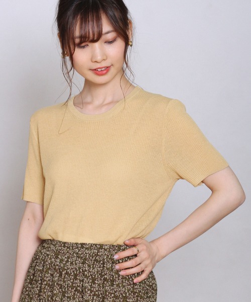 Crisp yours（クリスプユアーズ）の「【WEB限定】ショートスリーブサマーニット（ニット/セーター・レディース・ネイビー/イエロー/グリーン/アイボリー・FREE）」の19枚目の写真