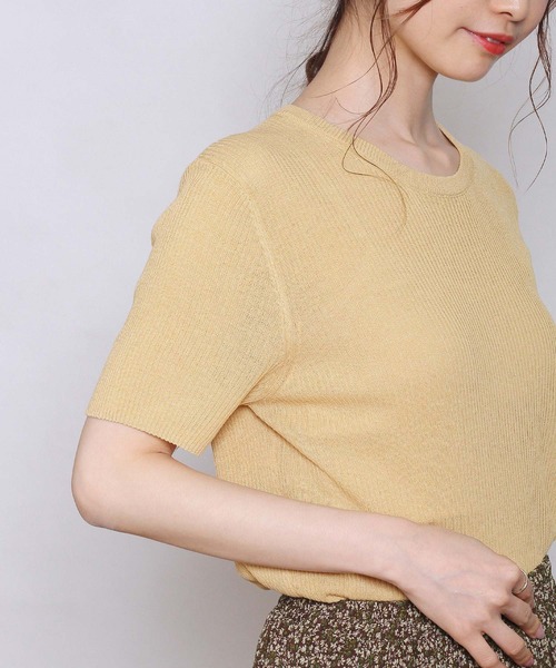 Crisp yours（クリスプユアーズ）の「【WEB限定】ショートスリーブサマーニット（ニット/セーター・レディース・ネイビー/イエロー/グリーン/アイボリー・FREE）」の21枚目の写真