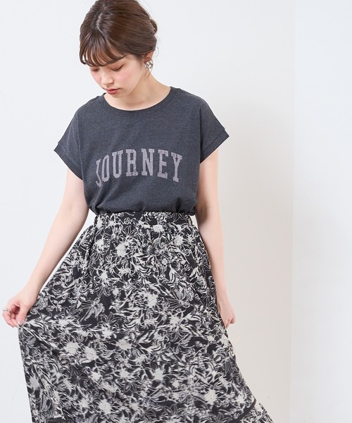 natural couture(ナチュラルクチュール)の「【サスティナブル素材】カレッジエコノースリーブ(Tシャツ/カットソー・レディース・オフホワイト/アイボリー/ラベンダー/スミクロ・FREE)」の12枚目の写真