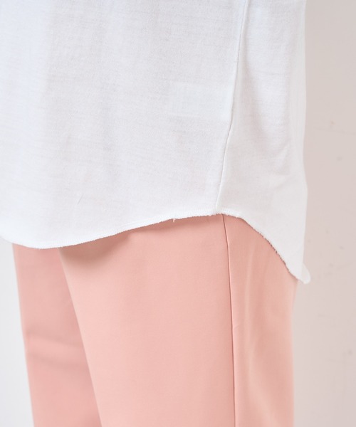 natural couture(ナチュラルクチュール)の「【サスティナブル素材】カレッジエコノースリーブ(Tシャツ/カットソー・レディース・オフホワイト/アイボリー/ラベンダー/スミクロ・FREE)」の22枚目の写真
