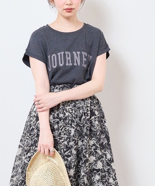 natural couture(ナチュラルクチュール)の「【サスティナブル素材】カレッジエコノースリーブ(Tシャツ/カットソー・レディース・オフホワイト/アイボリー/ラベンダー/スミクロ・FREE)」の11枚目の写真