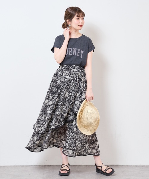 natural couture(ナチュラルクチュール)の「【サスティナブル素材】カレッジエコノースリーブ(Tシャツ/カットソー・レディース・オフホワイト/アイボリー/ラベンダー/スミクロ・FREE)」の13枚目の写真