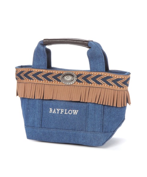 BAYFLOW(ベイフロー)の「フリンジロゴトートS(トートバッグ・レディース・インディゴブルー/ナチュラル・FREE)」の7枚目の写真