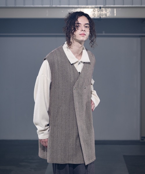 CASPER JOHN（キャスパージョン）の「Herringbone Half Coat Vest/ヘリンボーンハーフコートベスト（ベスト・メンズ・ブラウン/チャコールグレー・MEDIUM/SMALL/LARGE）」の10枚目の写真