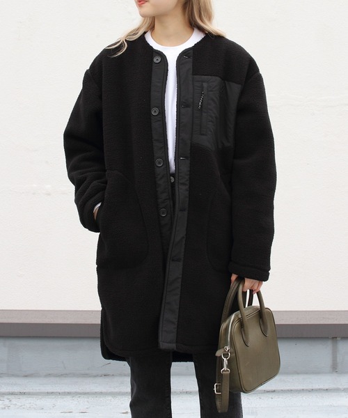 Gramicci（グラミチ）の「GRAMICCI/グラミチ　ボアフリースロングコート　BOA FLEECE LONGCOAT GLJK-21F075（その他アウター・レディース・ブラック/オリーブ/ナチュラル・M）」の3枚目の写真