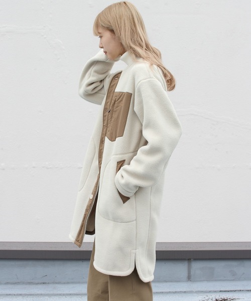 Gramicci（グラミチ）の「GRAMICCI/グラミチ　ボアフリースロングコート　BOA FLEECE LONGCOAT GLJK-21F075（その他アウター・レディース・ブラック/オリーブ/ナチュラル・M）」の14枚目の写真