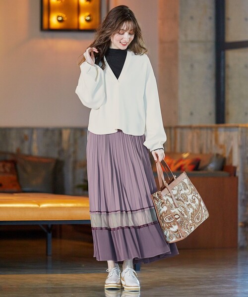 Feroux（フェルゥ）の「【洗える】Nobleプリーツ スカート（スカート・レディース・ベージュ系/ライラック系・2/1）」の6枚目の写真