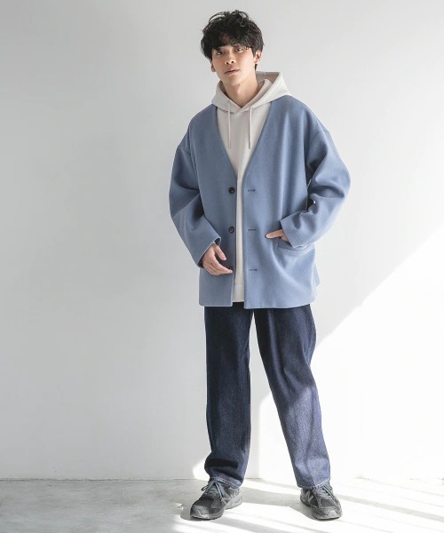 LOWRYS FARM(ローリーズファーム)の「ウールライクノーカラージャケット 950313(ノーカラージャケット・メンズ・ブラウン/オレンジ/グリーン/アイボリー/ブルー・MEDIUM/LARGE)」の18枚目の写真