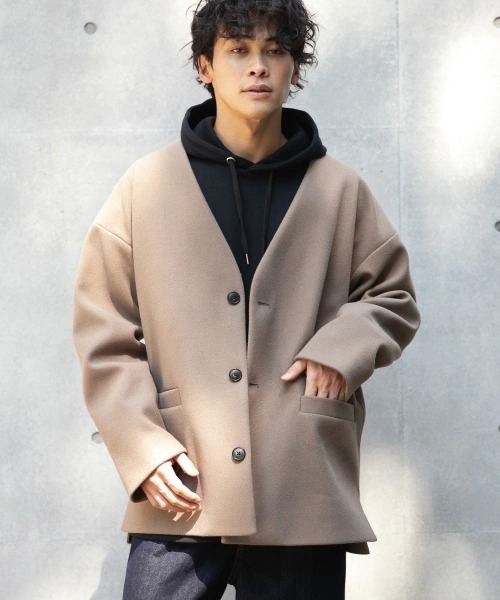 LOWRYS FARM(ローリーズファーム)の「ウールライクノーカラージャケット 950313(ノーカラージャケット・メンズ・ブラウン/オレンジ/グリーン/アイボリー/ブルー・MEDIUM/LARGE)」の16枚目の写真