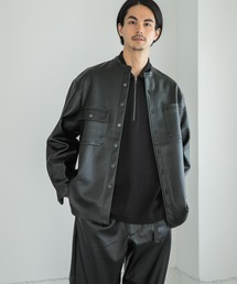 niko and... | フェイクレザーシャツアウター(ノーカラージャケット)