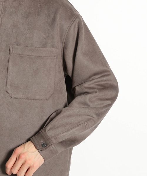 niko and...（ニコアンド）の「フェイクレザーシャツアウター（ノーカラージャケット・メンズ・ブラック/ベージュ・MEDIUM/LARGE）」の7枚目の写真