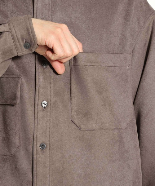 niko and...（ニコアンド）の「フェイクレザーシャツアウター（ノーカラージャケット・メンズ・ブラック/ベージュ・MEDIUM/LARGE）」の10枚目の写真