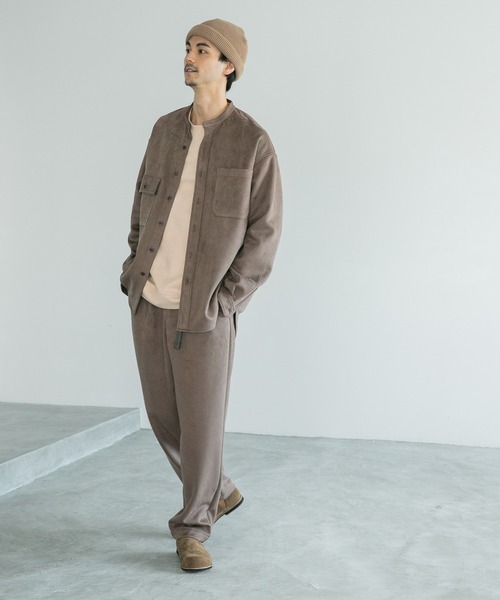 niko and...（ニコアンド）の「フェイクレザーシャツアウター（ノーカラージャケット・メンズ・ブラック/ベージュ・MEDIUM/LARGE）」の15枚目の写真