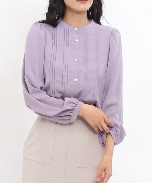 TRUDEA(トルディア)の「ピンタックノーカラーブラウス(シャツ/ブラウス・レディース・ホワイト/ベージュ/ブラック/ラベンダー・MEDIUM/LARGE)」の11枚目の写真