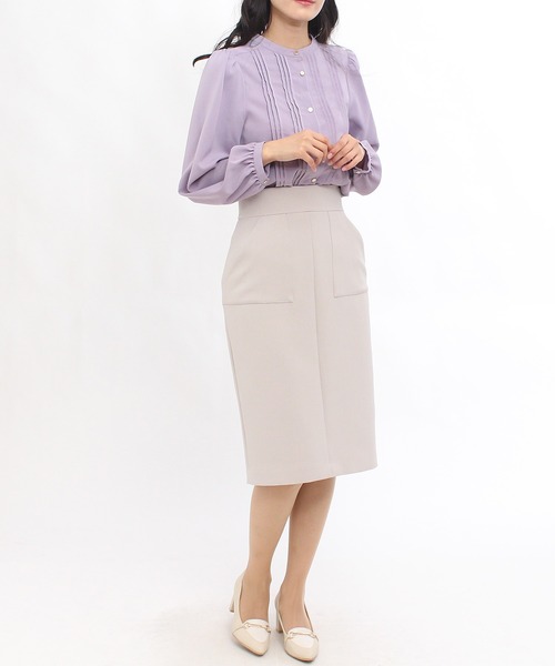 TRUDEA(トルディア)の「ピンタックノーカラーブラウス(シャツ/ブラウス・レディース・ホワイト/ベージュ/ブラック/ラベンダー・MEDIUM/LARGE)」の15枚目の写真
