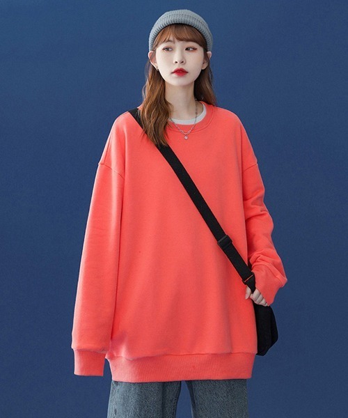 Ressaca（レサーカ）の「オーバーサイズ プルオーバー ビッグスウェットトレーナー（スウェット・レディース・ホワイト/ブラック/パープル/グレー/レッド/サックスブルー/ピンク/ブルー/グリーン/ライトベージュ/チャコール・M/L/XL）」の11枚目の写真