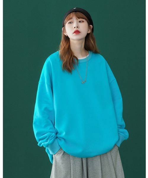 Ressaca（レサーカ）の「オーバーサイズ プルオーバー ビッグスウェットトレーナー（スウェット・レディース・ホワイト/ブラック/パープル/グレー/レッド/サックスブルー/ピンク/ブルー/グリーン/ライトベージュ/チャコール・M/L/XL）」の7枚目の写真